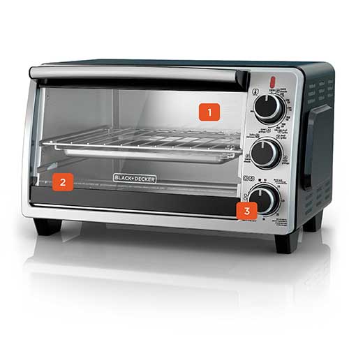 BLACK+DECKER™ 6-Slice Convection Oven, Stainless Steel, Black, TO1950SBD